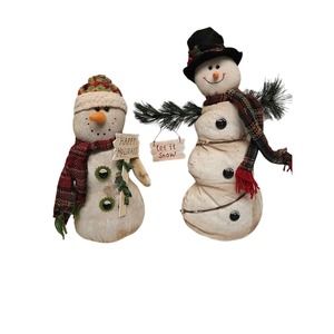 2 Plush Holiday Snowmen